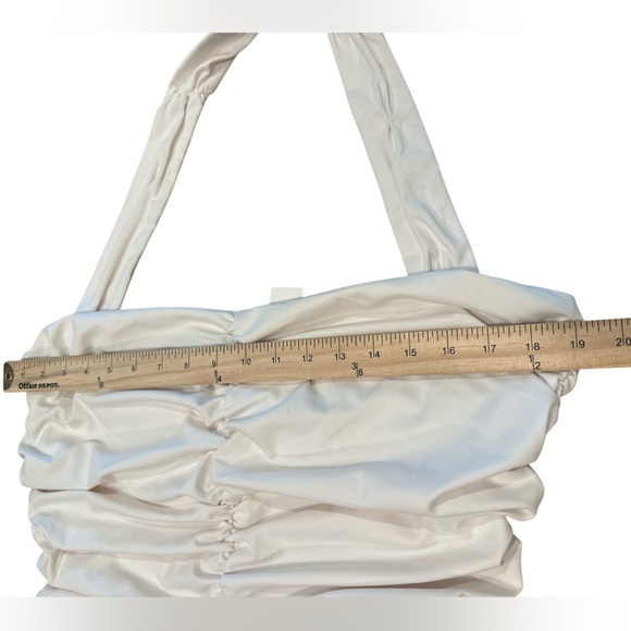 Maeve Anthropologie Twofer Mini Dress Size XL Black White Halter Ruched Front - Picture 12 of 15